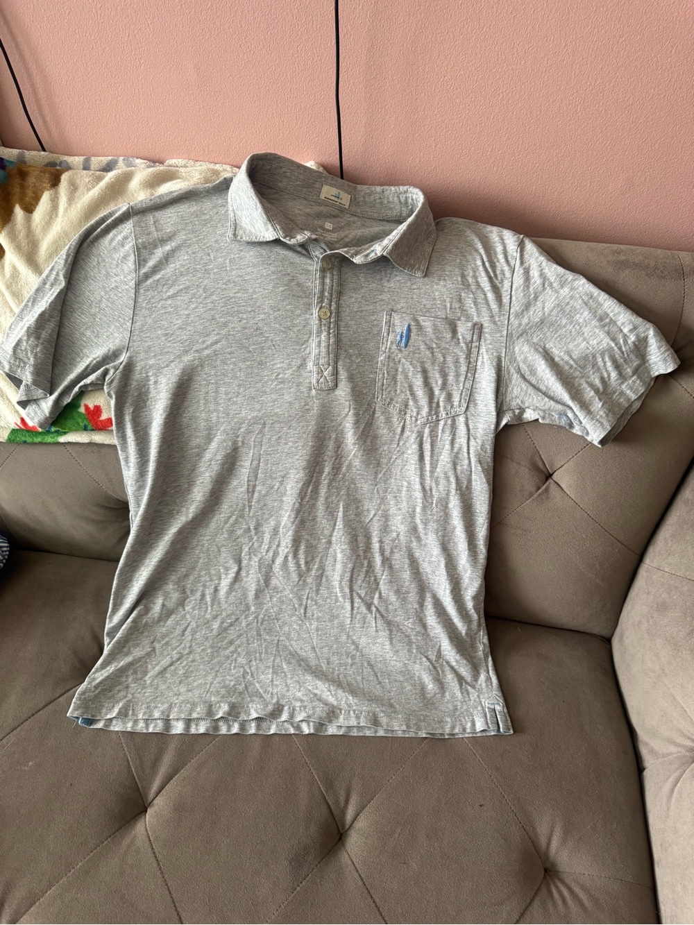johnnie-O Men's Heather Gray Polo with Chest Pocket